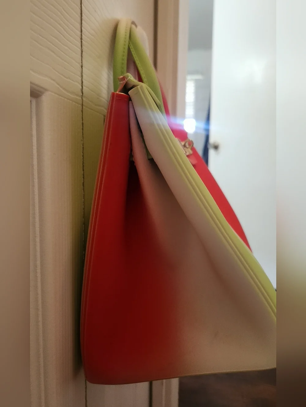 Jelly Bag!! Tricolor Gradient Tote Bag - Green White Red NWOT